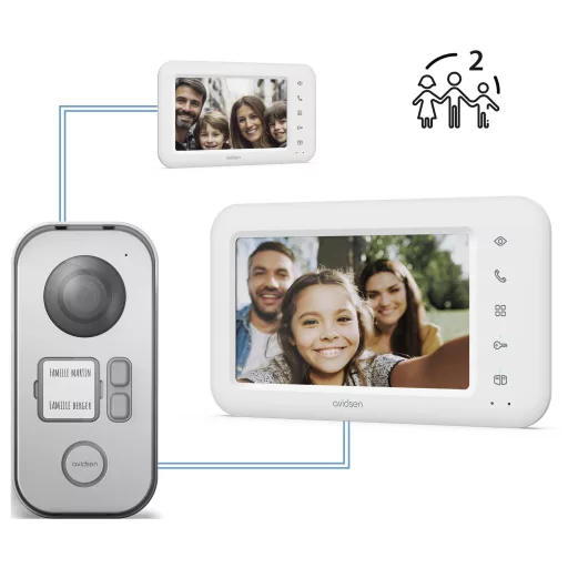 Avidsen Kétcsaládos készlet Vezetékes Videó belsőegység Ezüst, Fehér