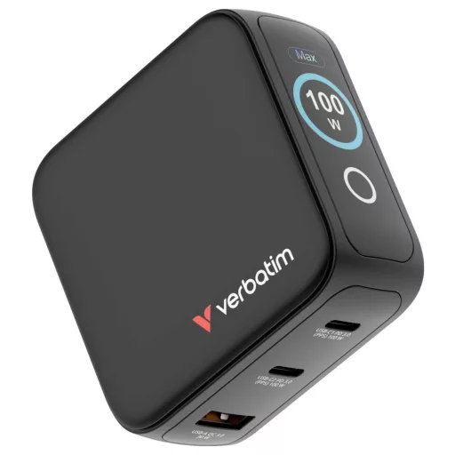 Verbatim 30239 USB-s töltőkészülék 100 W QC 3.0, Power Delivery 3.0 Fekete Beltér GaN
