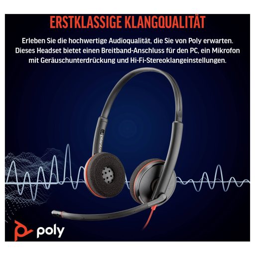 HP Blackwire C3220 On Ear fejhallgató Fekete