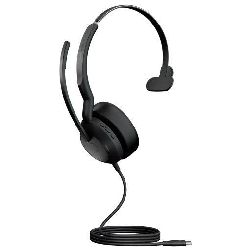 Jabra Evolve2 50 UC monaural USB-C On Ear headset Vezetékes Fekete Telefon