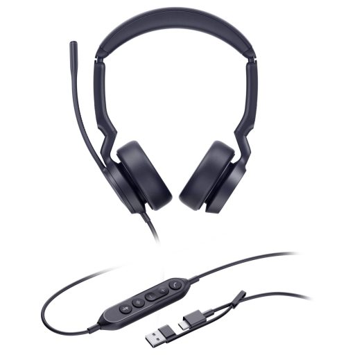 Yealink UH44 Dual UC USB-C/A On Ear headset Vezetékes Fekete Telefon