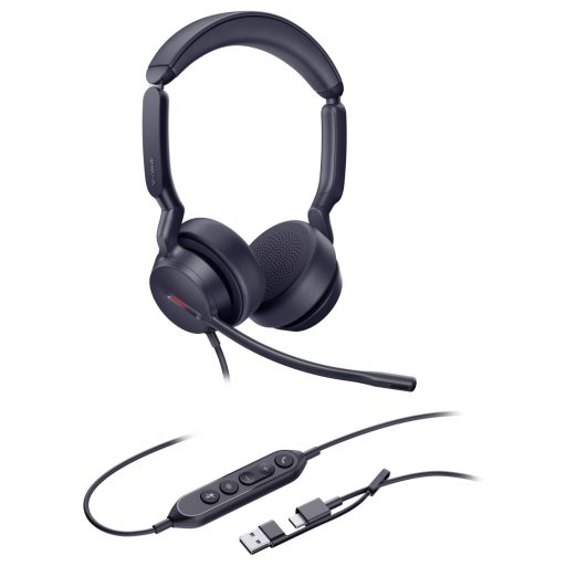 Yealink UH44 Dual UC USB-C/A On Ear headset Vezetékes Fekete Telefon