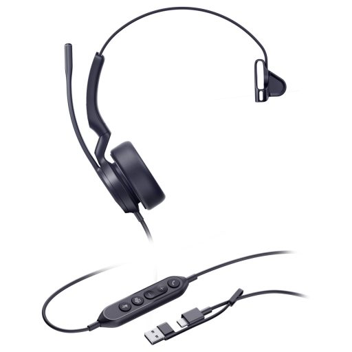 Yealink UH44 Mono Teams USB-C/A On Ear headset Vezetékes Fekete Telefon