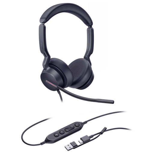 Yealink UH46 Dual UC USB-C/A On Ear headset Vezetékes Fekete Telefon