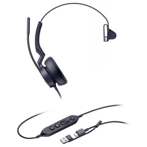 Yealink UH46 Mono Teams USB-C/A On Ear headset Vezetékes Fekete Telefon