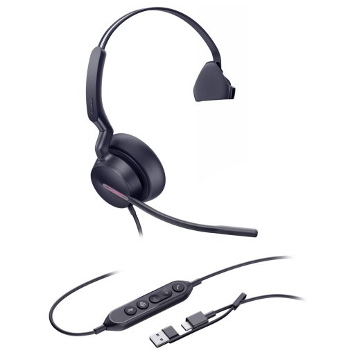 Yealink UH46 Mono Teams USB-C/A On Ear headset Vezetékes Fekete Telefon