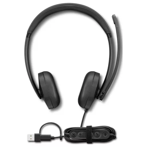 Lenovo LENOVO Wired VoIP Headset 5000 Teams On Ear headset Fekete
