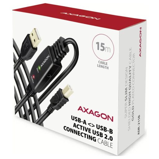 AXAGON USB kábel USB 2.0 15 m Fekete ADR-215B