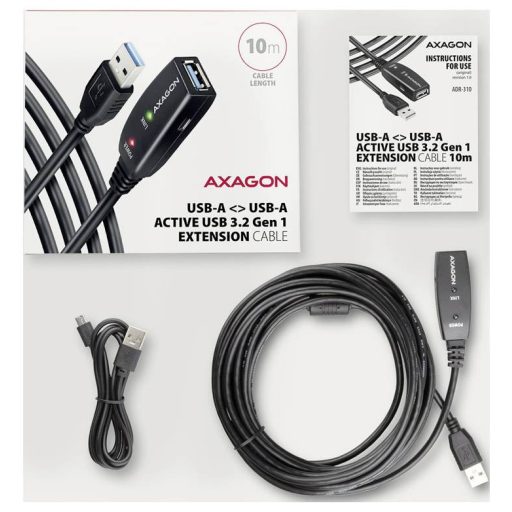 AXAGON USB kábel USB 3.2 Gen1 USB-A alj, USB-A dugó 10 m ADR-310