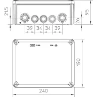   Elosztódoboz 240 x 190 x 95 mm, élénk szürke (RAL 7035), OBO Bettermann 2007109