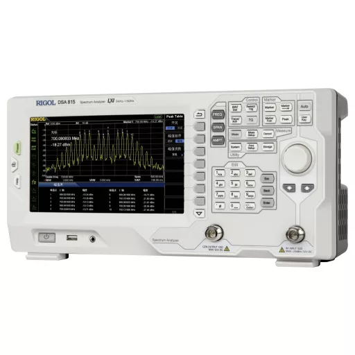 Spektrumanalizátor 9 kHz - 1,5 GHz, sávszélesség (RBW) 100 Hz, Rigol DSA815-TG