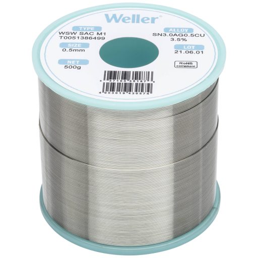 Weller WSW SAC M1 Forrasztóón, ólommentes Tekercs Sn3,0Ag0,5Cu 500 g 0.5 mm