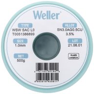   Weller WSW SAC L0 Forrasztóón, ólommentes Tekercs Sn3,0Ag0,5Cu 500 g 1 mm