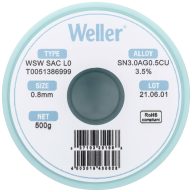   Weller WSW SAC L0 Forrasztóón, ólommentes Tekercs Sn3,0Ag0,5Cu 500 g 0.8 mm