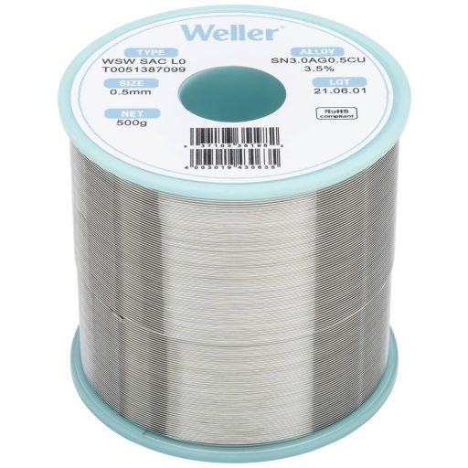 Weller WSW SAC L0 Forrasztóón, ólommentes Tekercs Sn3,0Ag0,5Cu 500 g 0.5 mm