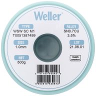   Forrasztóón, ólommentes, tekercs, Weller WSW SC M1 Sn0.7Cu 500 g 1.0 mm