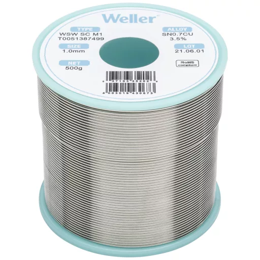 Forrasztóón, ólommentes, tekercs, Weller WSW SC M1 Sn0.7Cu 500 g 1.0 mm