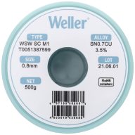   Forrasztóón, ólommentes, tekercs, Weller WSW SC M1 Sn0.7Cu 500 g 0.8 mm