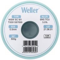  Forrasztóón, ólommentes, tekercs, Weller WSW SC M1 Sn0.7Cu 500 g 0.5 mm