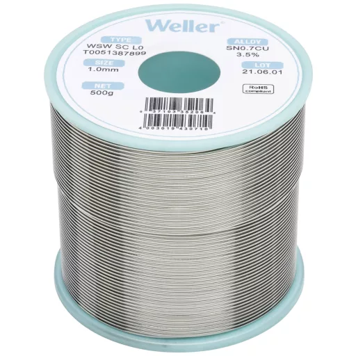 Forrasztóón, ólommentes, tekercs, Weller WSW SC L0 Sn0.7Cu 500 g 1.0 mm