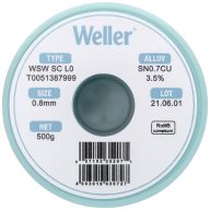   Forrasztóón, ólommentes, tekercs, Weller WSW SC L0 Sn0.7Cu 500 g 0.8 mm