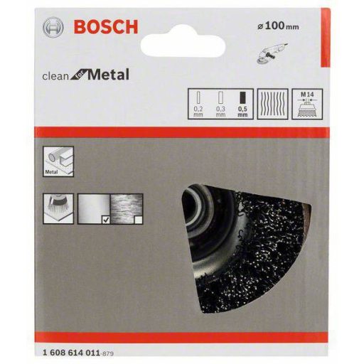 Bosch Accessories Fazékkefe - 100 mm, 0,5 mm, M14 Bosch Power Tools 1608614011 1 db