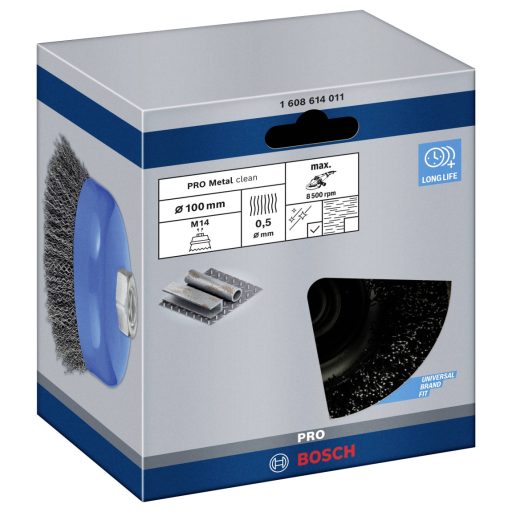 Bosch Accessories Fazékkefe - 100 mm, 0,5 mm, M14 Bosch Power Tools 1608614011 1 db