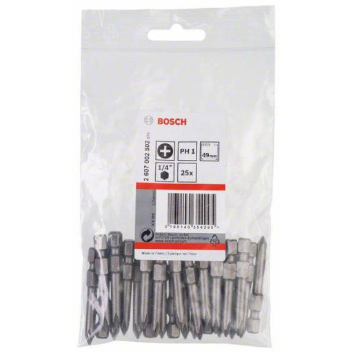 Bosch Accessories 2607002502 Kereszthornyú bit PH 1 Extra kemény E 6.3 25 db