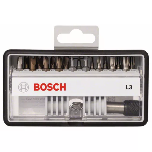 Bosch 2607002569 Csavarozó bit készlet Robust Line L extrakemény, 18 + 1 részes, 25 mm, biztonsági bitek