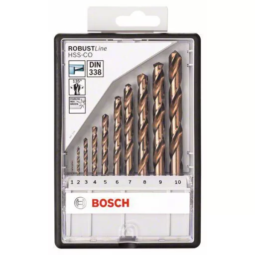 Bosch Accessories 2607019925 HSS Fém spirálfúró készlet 10 részes Kobalt DIN 338 Hengeres befogószár 1 készlet