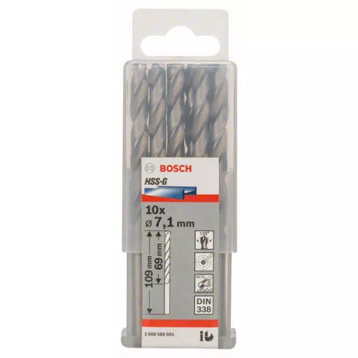 Bosch Accessories 2608585501 HSS Fém spirálfúró 7.1 mm Teljes hossz 109 mm Csiszolt DIN 338 Hengeres befogószár 10 db