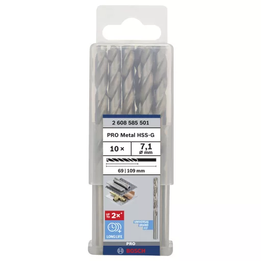 Bosch Accessories 2608585501 HSS Fém spirálfúró 7.1 mm Teljes hossz 109 mm Csiszolt DIN 338 Hengeres befogószár 10 db