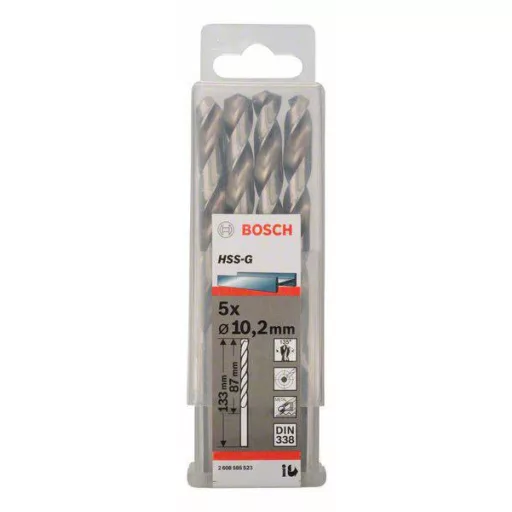 Bosch Accessories 2608585523 HSS Fém spirálfúró 10.2 mm Teljes hossz 133 mm Csiszolt DIN 338 Hengeres befogószár 5 db