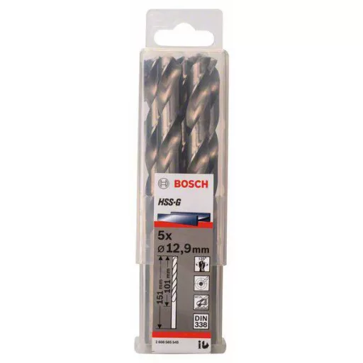 Bosch Accessories 2608585545 HSS Fém spirálfúró 12.9 mm Teljes hossz 151 mm Csiszolt DIN 338 Hengeres befogószár 5 db