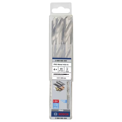 Bosch Accessories 2608585594 HSS Fém spirálfúró 15 mm Teljes hossz 169 mm Csiszolt DIN 338 Hengeres befogószár 4 db