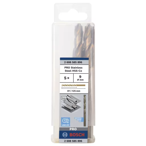 Bosch Accessories 2608585896 HSS Fém spirálfúró 9 mm Teljes hossz 125 mm Kobalt DIN 338 Hengeres befogószár 5 db
