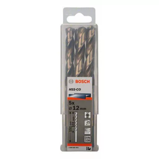 Bosch Accessories 2608585903 HSS Fém spirálfúró 12 mm Teljes hossz 151 mm Kobalt DIN 338 Hengeres befogószár 5 db