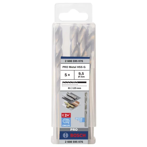 Bosch Accessories 2608595076 HSS Fém spirálfúró 9.5 mm Teljes hossz 125 mm Csiszolt DIN 338 Hengeres befogószár 5 db