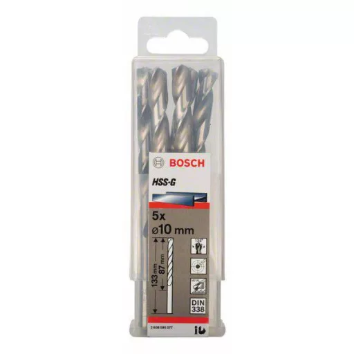 Bosch Accessories 2608595077 HSS Fém spirálfúró 10 mm Teljes hossz 133 mm Csiszolt DIN 338 Hengeres befogószár 5 db