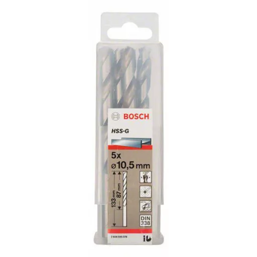 Bosch Accessories 2608595078 HSS Fém spirálfúró 10.5 mm Teljes hossz 133 mm Csiszolt DIN 338 Hengeres befogószár 5 db
