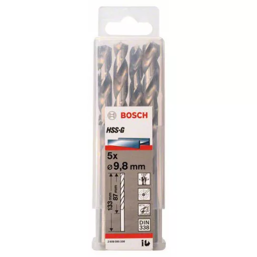 Bosch Accessories 2608595338 HSS Fém spirálfúró 9.8 mm Teljes hossz 133 mm Csiszolt DIN 338 Hengeres befogószár 5 db