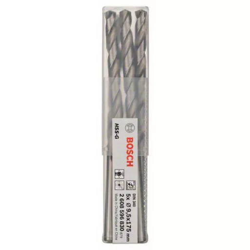 Bosch Accessories 2608596830 HSS Fém spirálfúró 9.5 mm Teljes hossz 175 mm Csiszolt DIN 340 Hengeres befogószár 5 db