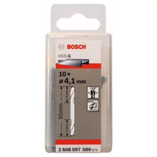 Bosch Accessories 2608597589 HSS Kétvégű fúró 4.1 mm Teljes hossz 55 mm Csiszolt Hengeres befogószár 10 db