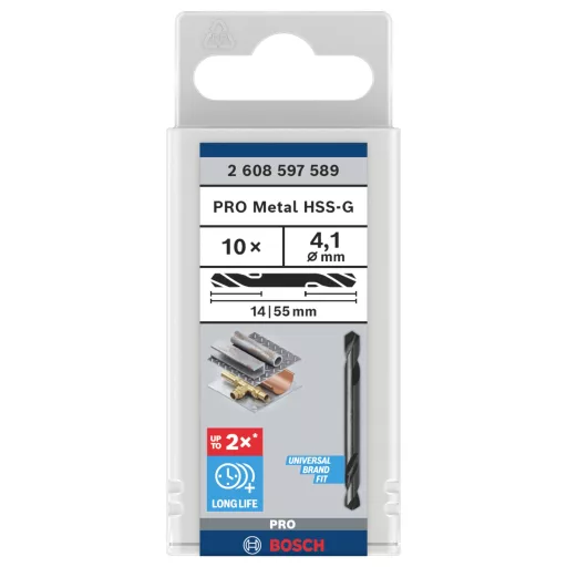 Bosch Accessories 2608597589 HSS Kétvégű fúró 4.1 mm Teljes hossz 55 mm Csiszolt Hengeres befogószár 10 db