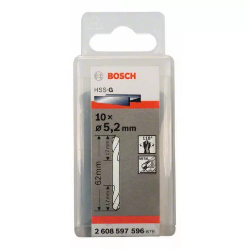 Bosch Accessories 2608597596 HSS Kétvégű fúró 5.2 mm Teljes hossz 62 mm Csiszolt Hengeres befogószár 10 db