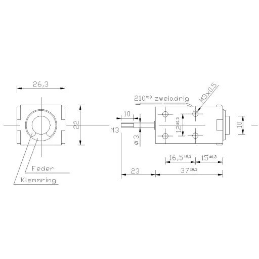 Patkómágnes M3, 12 V/DC, 0,1/70 N, HMA-2622d.002-12VDC,100%