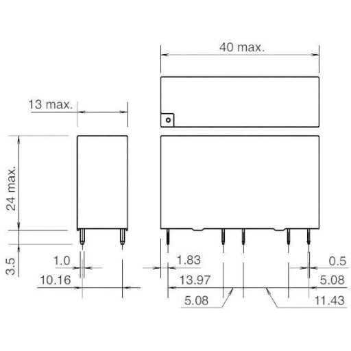 Kényszervezérelt relé RF1V érintkezőkkel 24 V/DC 2 záró/2 nyitó 6 A 30 V/DC/250 V/AC, Idec RF1V-2A2BL-D24