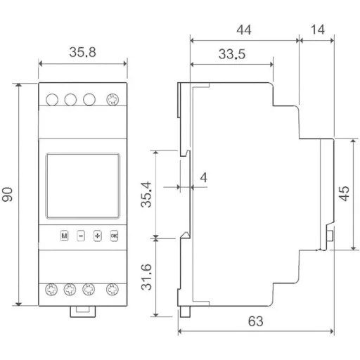 Digitális időkapcsoló óra DIN sínre 230 V/50-60 Hz, 2 váltó 16 A 250 V/AC 4000 VA, Finder 12.92.8.230.0000