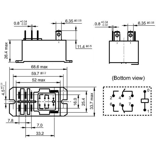 Teljesítmény relé 240 V/AC 2 váltó 30 A 277 V/AC 8310 VA, Hongfa HF92F-240A5-2C21S