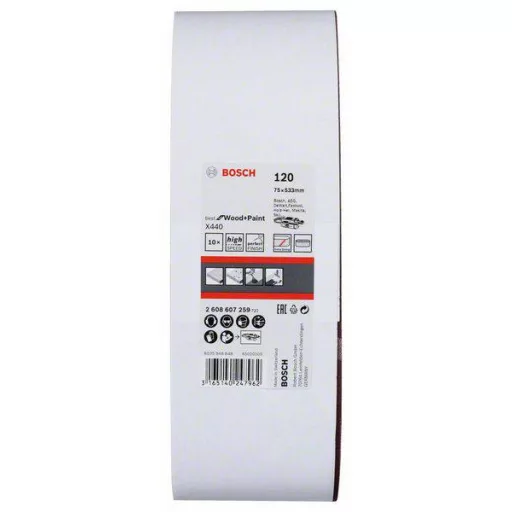 Bosch Accessories 2608607259 Csiszolószalag Szemcsézet 120 (H x Sz) 533 mm x 75 mm 10 db